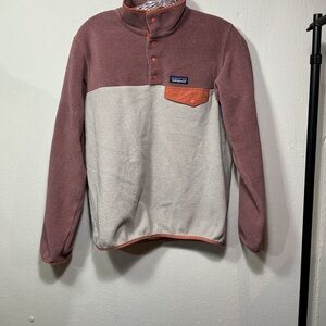 Patagonia Pink and Cream Fleece Pullover